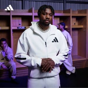 Adidas  ZNE Collection White Zip-Up Hoodie with Excellent Condition